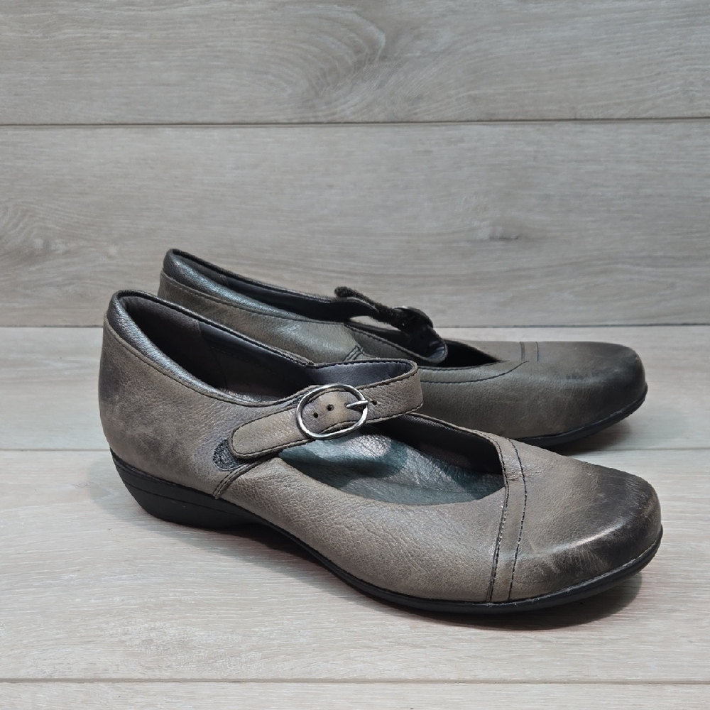 Dansko Women's Fawna Gray Mary Jane Clog Shoes Sz 37/6.5-7